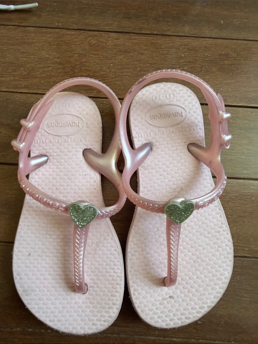 Girls' Pink Glitter Heart Havaianas Sandals